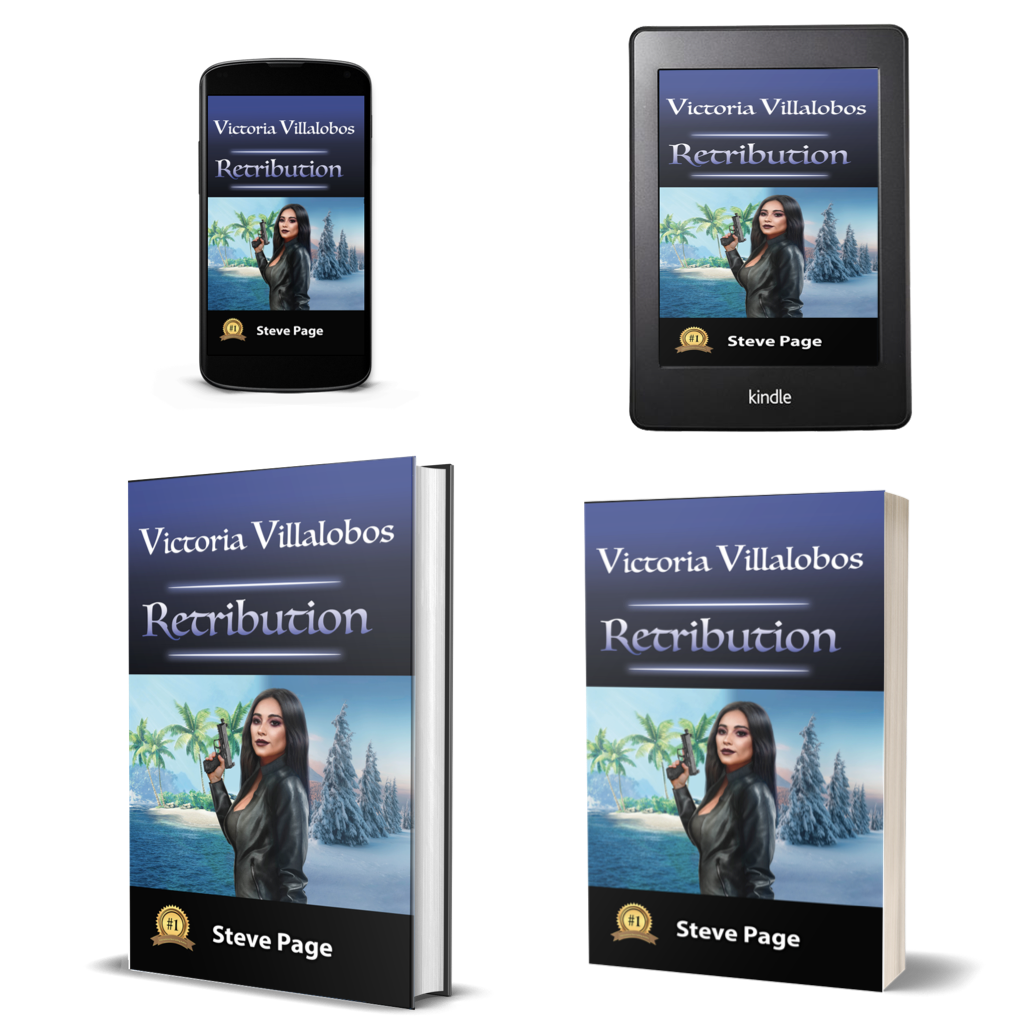 Victoria Villalobos - Retribution - Multi mockup Hardcover, Paperback, eBook (phone & tablet)