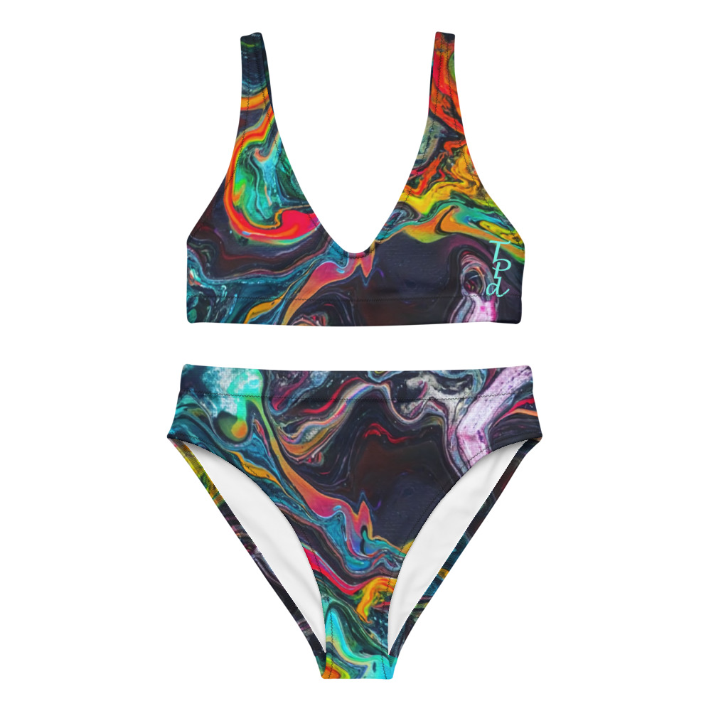 Tie-Die High-Waisted Bikini: Made Out of Recycled Materials: TPD Designs 