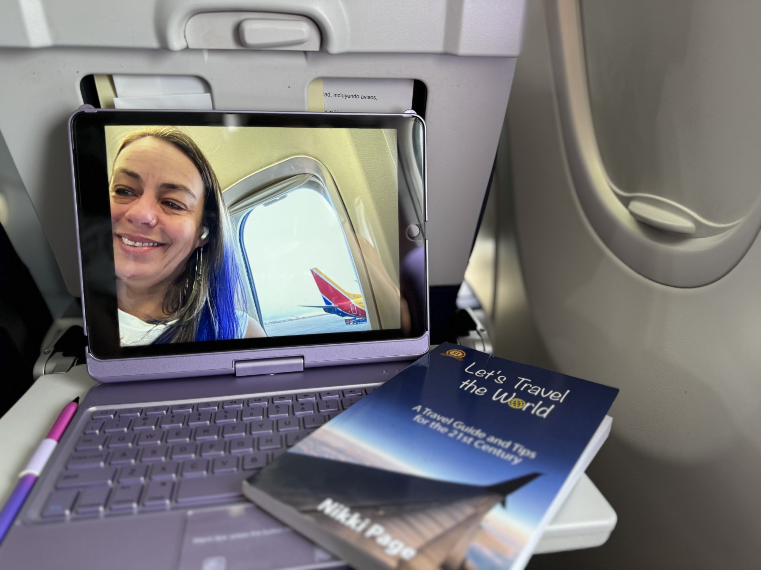 Travel author Nikki Page, Mexico Southwest flight, Let's travel the World